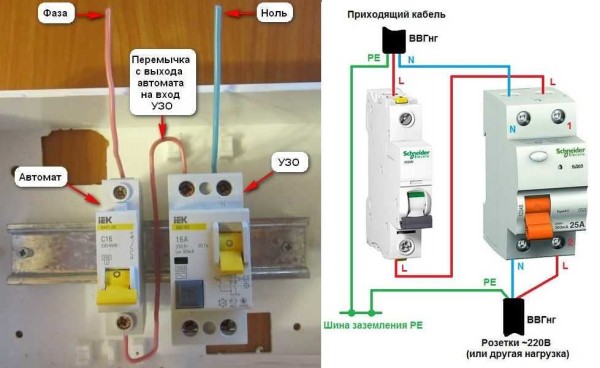 Connecting the input circuit breaker and RCD