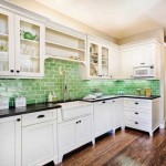 Green apron in white kitchen