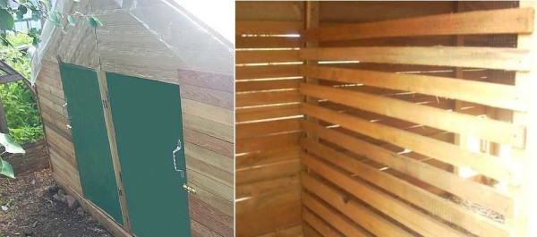 These are the doors to the chicken coop (right and left half) and the chicken shed from the inside - before the upholstery
