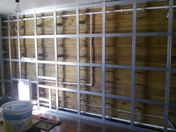 Frame made of profiles for plasterboard