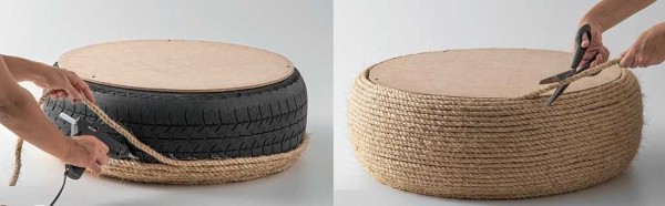 We glue the sides with hemp rope