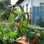 The figure of the Serpent-Gorynych made of tires on the booth ... is symbolic))