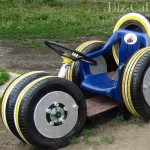Children's racing car made of tires is also suitable for the kindergarten playground