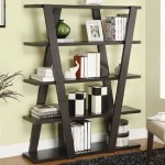 Unusual racks adorn this floor-standing bookshelf