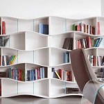 A very interesting idea - non-linear shelves and lintels made of thick glass
