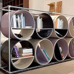 Large diameter plastic pipes installed in the frame. Here's an unusual shelf
