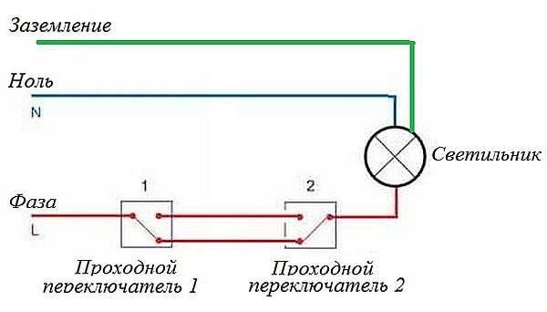 Wiring diagram for switching on the 2-place switch