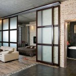 Japanese motives - translucent sliding doors with dark binding frames