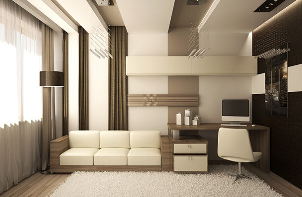 The classic design of a one-room apartment also allows for such a trick.