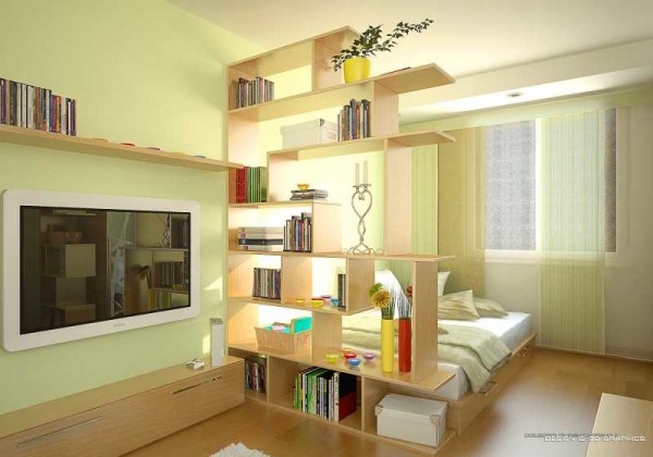 We decorate the recreation area with a rack or wardrobe
