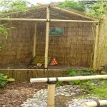 Wicker canopy for relaxing on a hot day