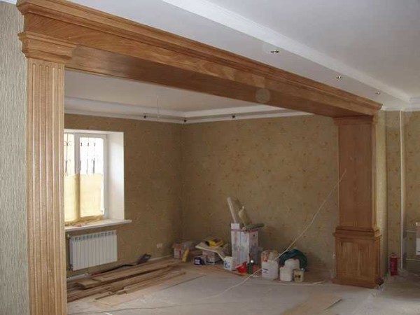 Portal with wood frame