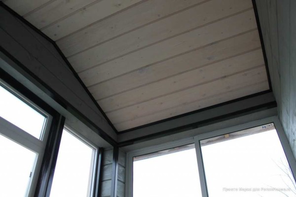 Ceiling - lining, painted with light stain