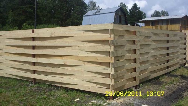 Wicker fence from a board