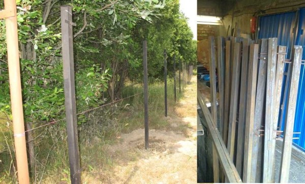 The poles were installed in the holes