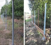 Painted posts and the first three boards, braided between the two outermost