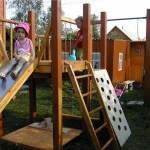 Another option: do-it-yourself playground with a slide, a high house, a climbing wall and a sandbox below
