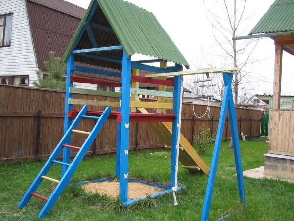 Children's play corner with a sandbox
