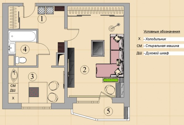 It is most convenient to arrange furniture on the plan - no need to carry it