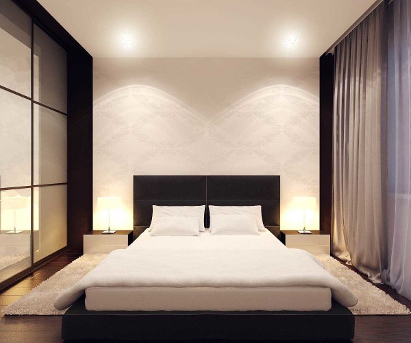 Minimalist bedroom decoration - no unnecessary details: a purely masculine version