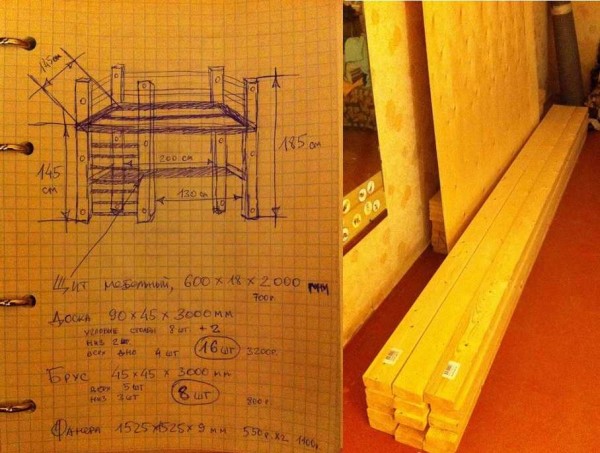 Drawing and purchased materials