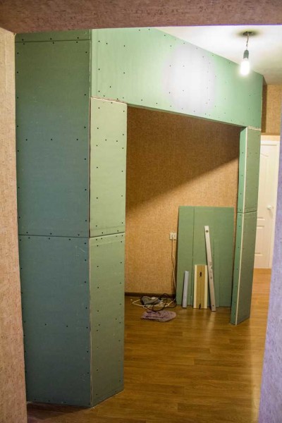 Plasterboard partition for dressing room