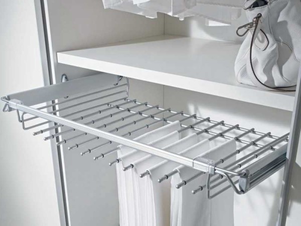One of the options for filling the dressing room is a bracket for skirts or trousers