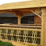 Unusually made fence for a wooden gazebo