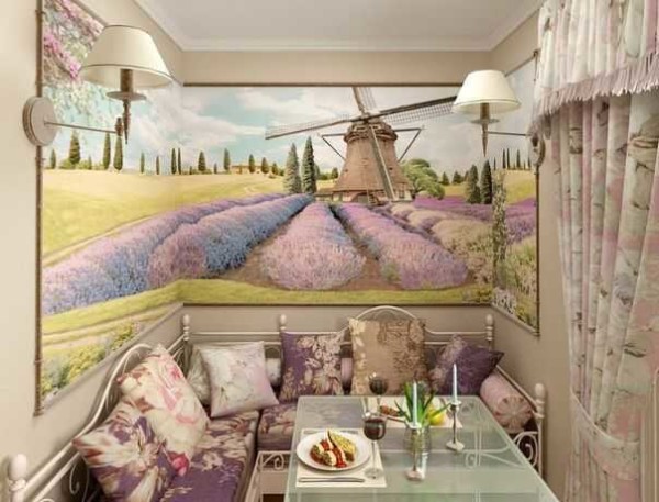 Beautiful landscape - wallpaper in the interior of the kitchen in the style of Provence