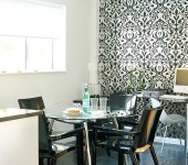 Art Nouveau style - either plain wallpaper on the walls of the kitchen or two-tone