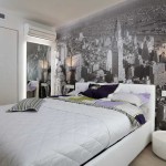 Urban landscapes in gray tones look good in high-tech style bedrooms