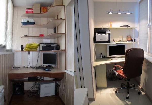 Study in an apartment on a balcony or loggia