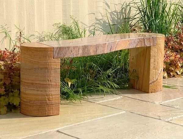 Option of a bench made of logs without a back