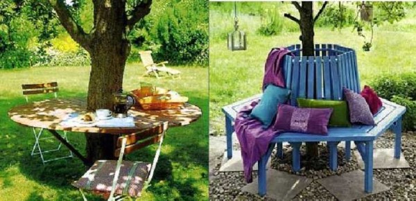 Resting corner around the tree