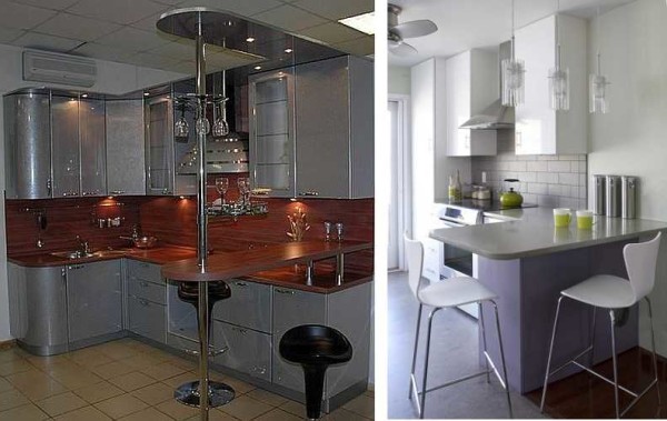 Photo of a bar counter in a small kitchen
