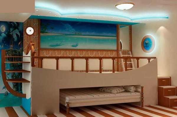 The marine theme is relevant for boys, and also with a bunk bed ...