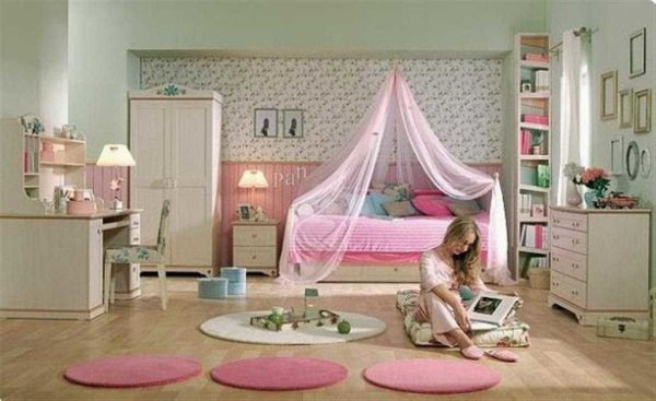 You can hang tulle or organza over the bed