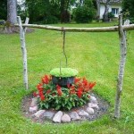 Campfire in a flower garden