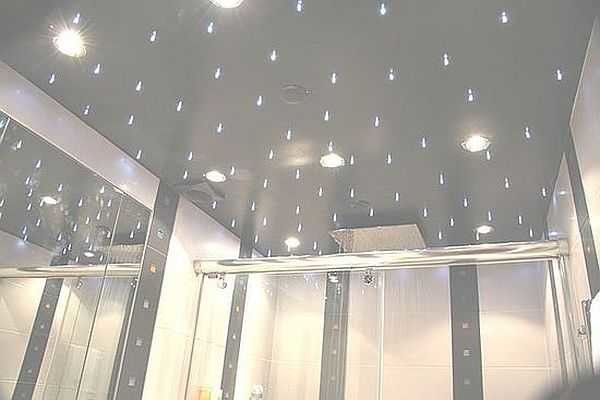 Spotlights on a glossy ceiling