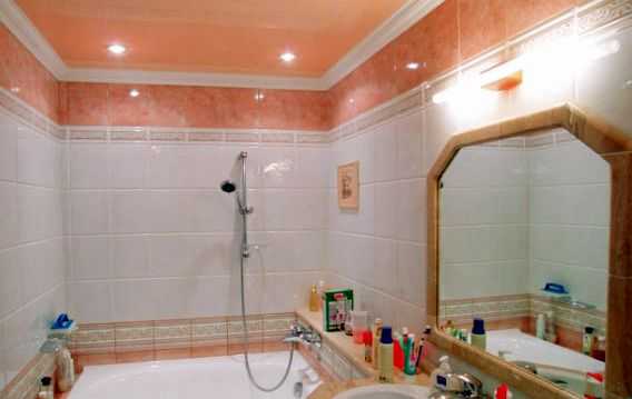 Bathroom with pink trim. The main thing is to catch the tone