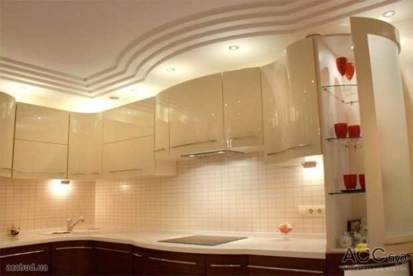 Ceiling made in the form of rounded steps