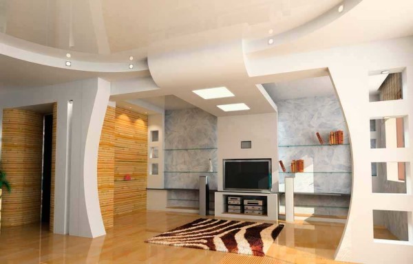 Plasterboard ceiling with PVC foil inserts
