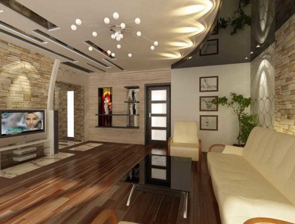 Unusual stretch ceilings: inserts, lighting