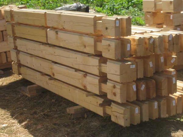 The timber is folded into ventilated piles so that it dries along the way