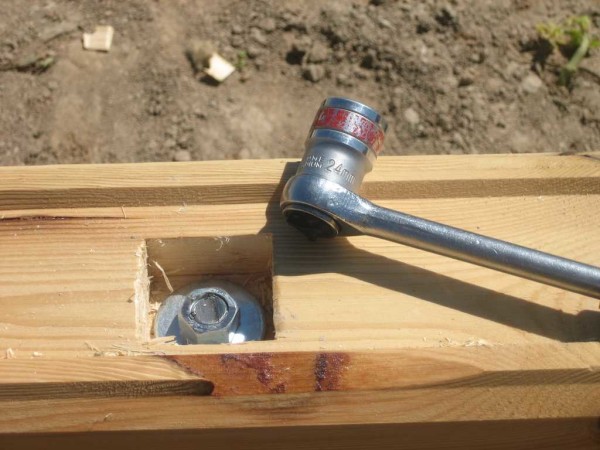 Cut out shallow holes for the nuts