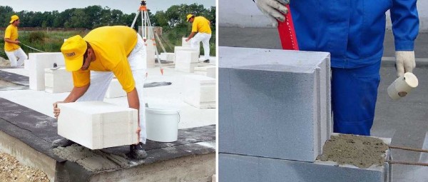 we expose the first block, knock with a mallet, leveling