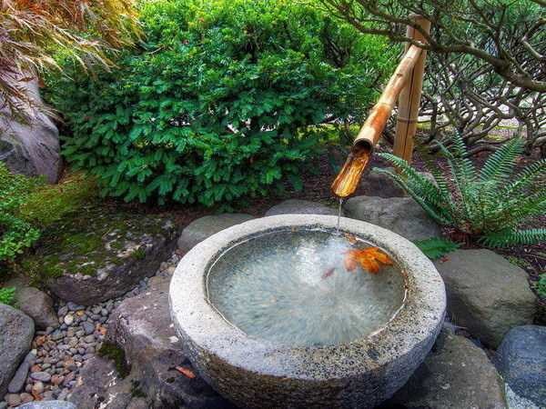 fountain on the plot in Japanese style