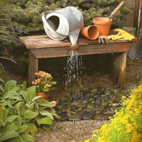 Watering can garden fountain