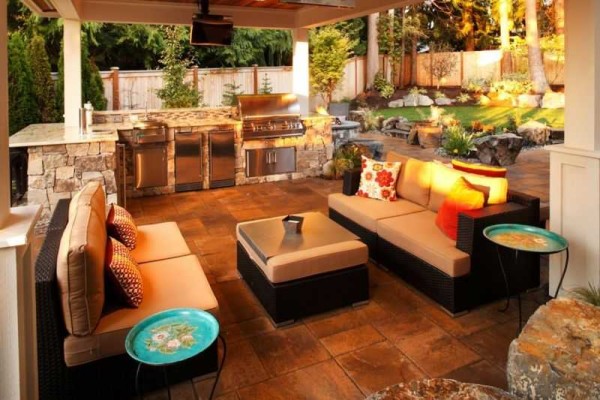summer kitchen in the country with a gazebo photo