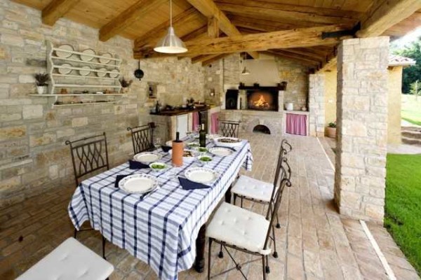 An example of an extension to a house with brick pillars